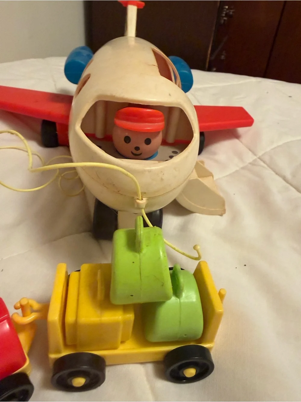 Vintage Fisher-Price Toy Airplane with Accessories
